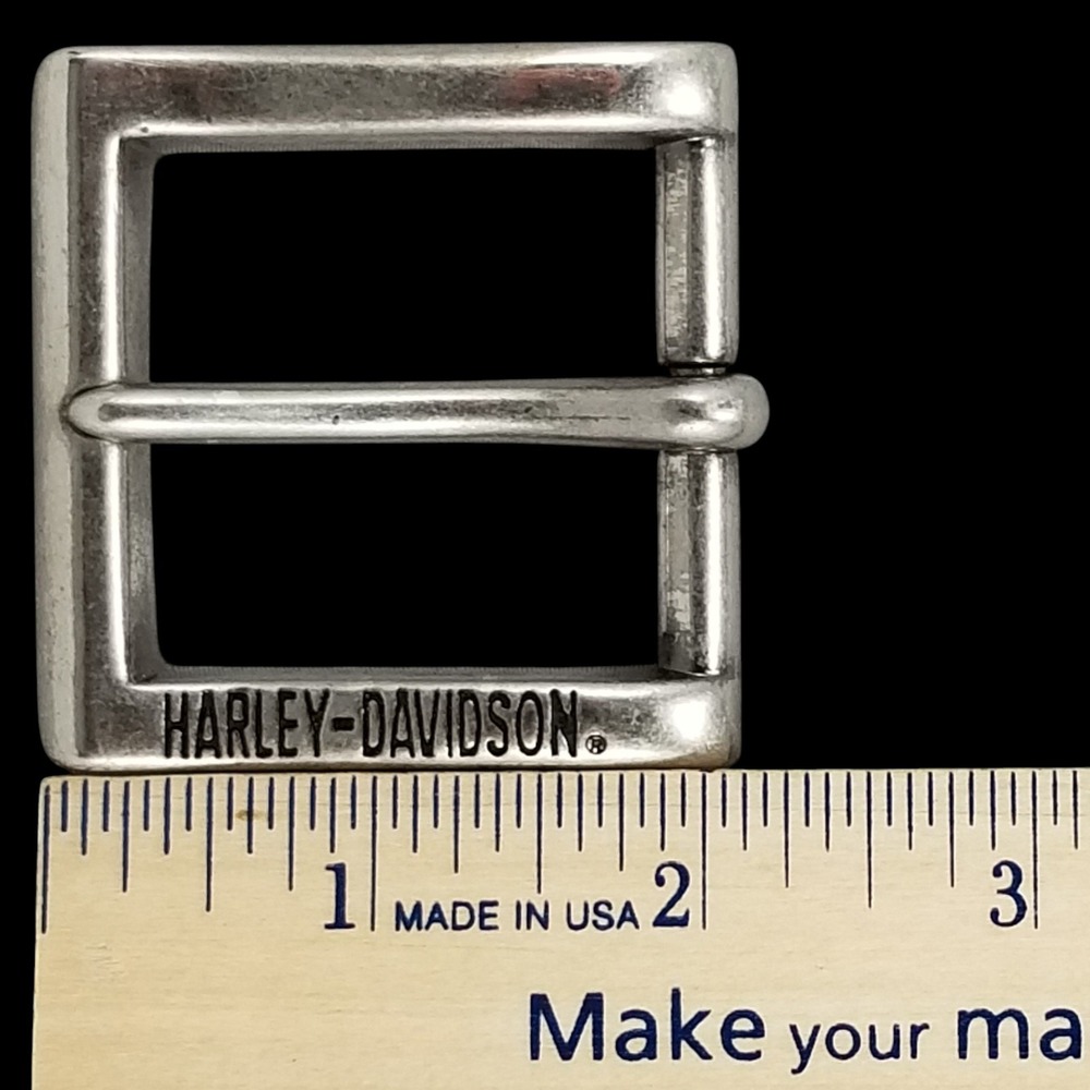 Harley Davidson Belt Buckle, Silver Tone Rectangular, USA Made - Picture 8 of 9